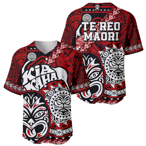 Te Reo Maori New Zealand Baseball Jersey Aotearoa Kia Haka Maori Tribal Tattoo Red Style LT9