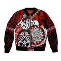 Te Reo Maori New Zealand Bomber Jacket Aotearoa Kia Haka Maori Tribal Tattoo Red Style LT9
