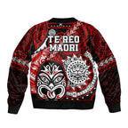 Te Reo Maori New Zealand Bomber Jacket Aotearoa Kia Haka Maori Tribal Tattoo Red Style LT9