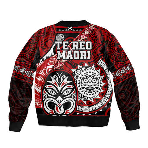 Te Reo Maori New Zealand Bomber Jacket Aotearoa Kia Haka Maori Tribal Tattoo Red Style LT9
