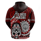 Te Reo Maori New Zealand Hoodie Aotearoa Kia Haka Maori Tribal Tattoo Red Style LT9