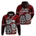 Te Reo Maori New Zealand Hoodie Aotearoa Kia Haka Maori Tribal Tattoo Red Style LT9