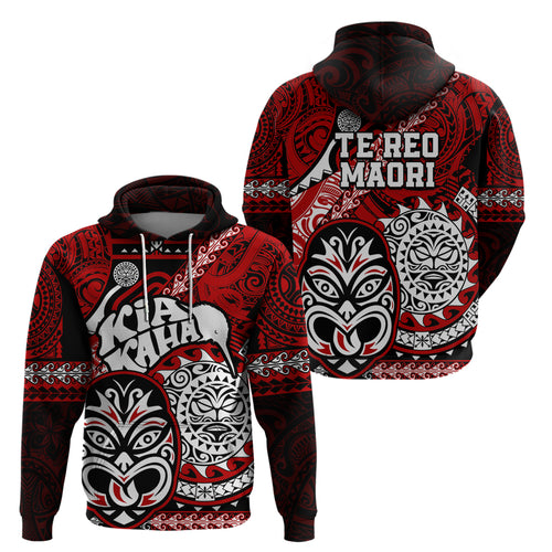 Te Reo Maori New Zealand Hoodie Aotearoa Kia Haka Maori Tribal Tattoo Red Style LT9
