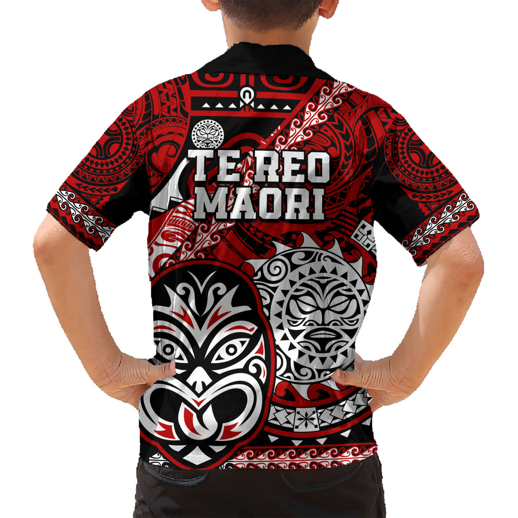 Te Reo Maori New Zealand Kid Hawaiian Shirt Aotearoa Kia Haka Maori Tribal Tattoo Red Style LT9