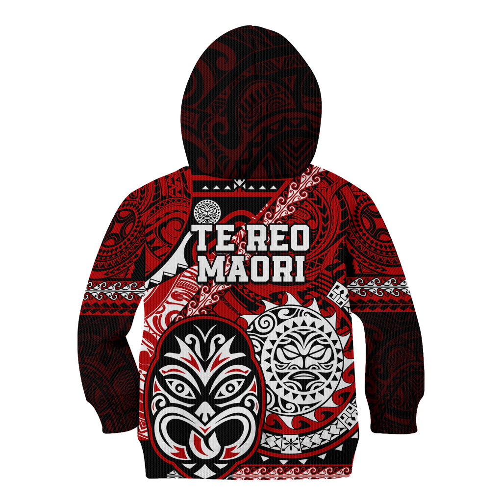 Te Reo Maori New Zealand Kid Hoodie Aotearoa Kia Haka Maori Tribal Tattoo Red Style LT9