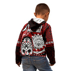 Te Reo Maori New Zealand Kid Hoodie Aotearoa Kia Haka Maori Tribal Tattoo Red Style LT9