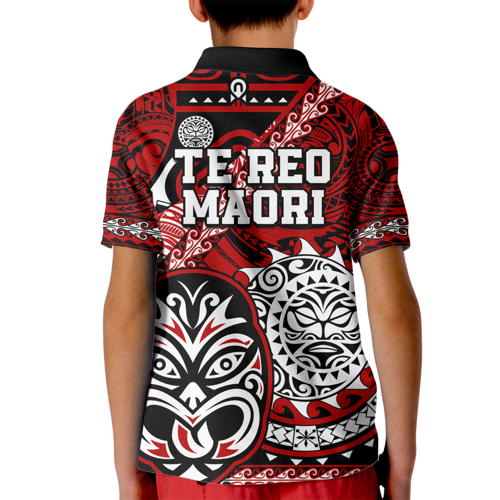 Te Reo Maori New Zealand Kid Polo Shirt Aotearoa Kia Haka Maori Tribal Tattoo Red Style LT9