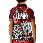 Te Reo Maori New Zealand Kid Polo Shirt Aotearoa Kia Haka Maori Tribal Tattoo Red Style LT9