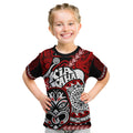 Te Reo Maori New Zealand Kid T Shirt Aotearoa Kia Haka Maori Tribal Tattoo Red Style LT9