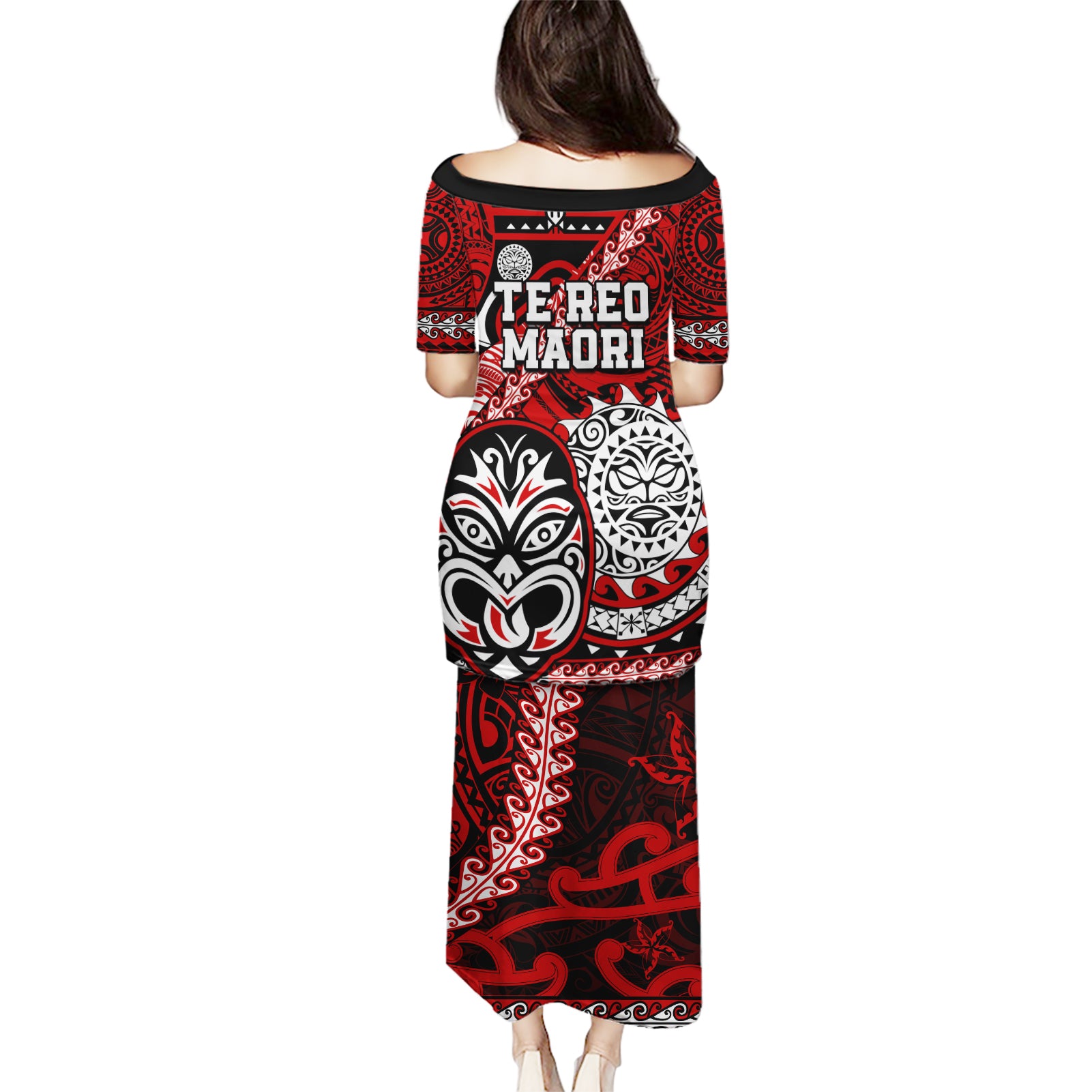 Te Reo Maori New Zealand Puletasi Aotearoa Kia Haka Maori Tribal Tattoo Red Style LT9