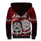 Te Reo Maori New Zealand Sherpa Hoodie Aotearoa Kia Haka Maori Tribal Tattoo Red Style LT9