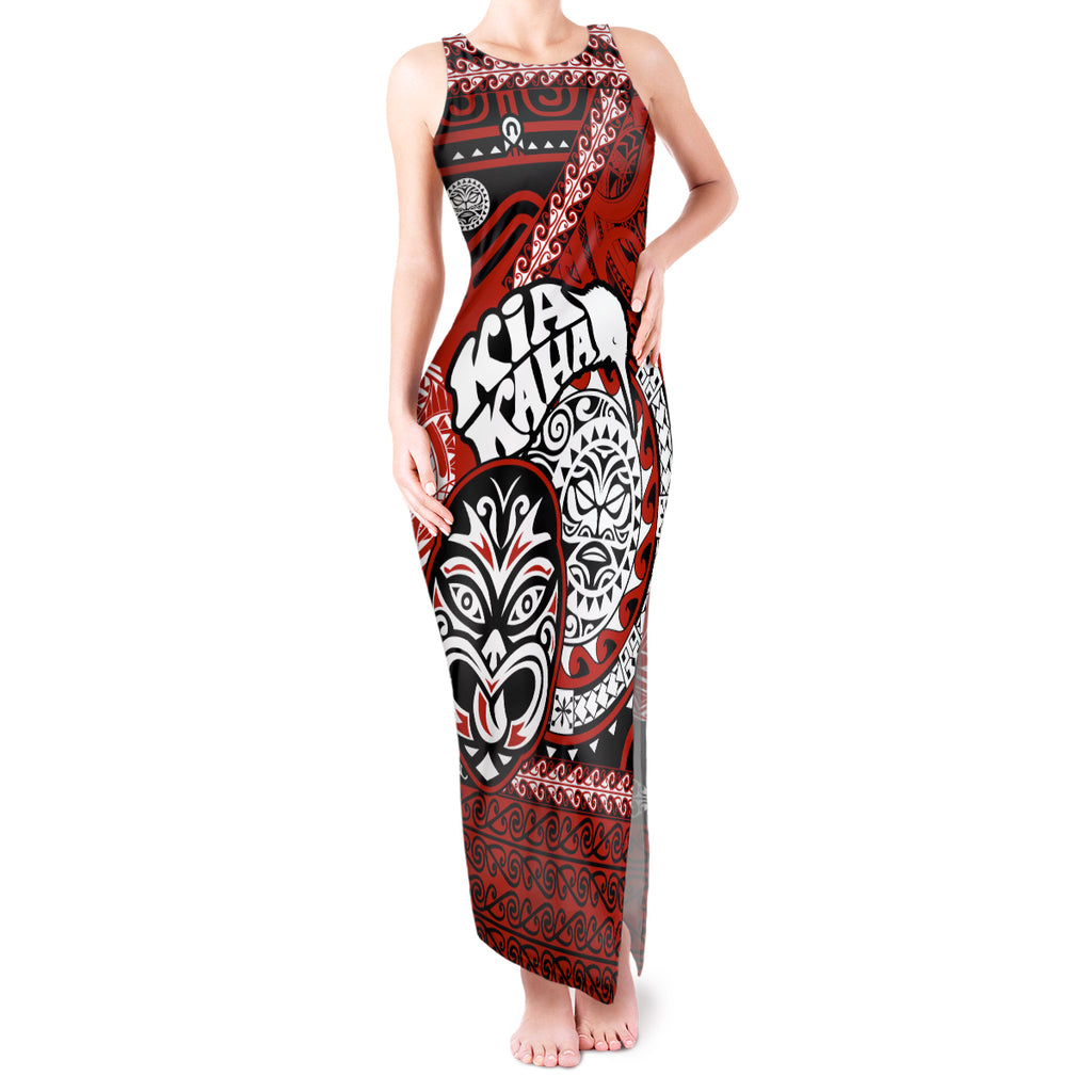 Te Reo Maori New Zealand Tank Maxi Dress Aotearoa Kia Haka Maori Tribal Tattoo Red Style LT9