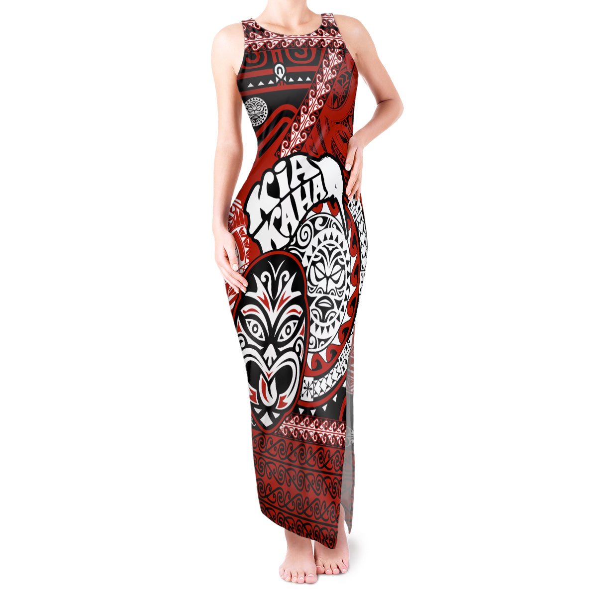 Te Reo Maori New Zealand Tank Maxi Dress Aotearoa Kia Haka Maori Tribal Tattoo Red Style LT9