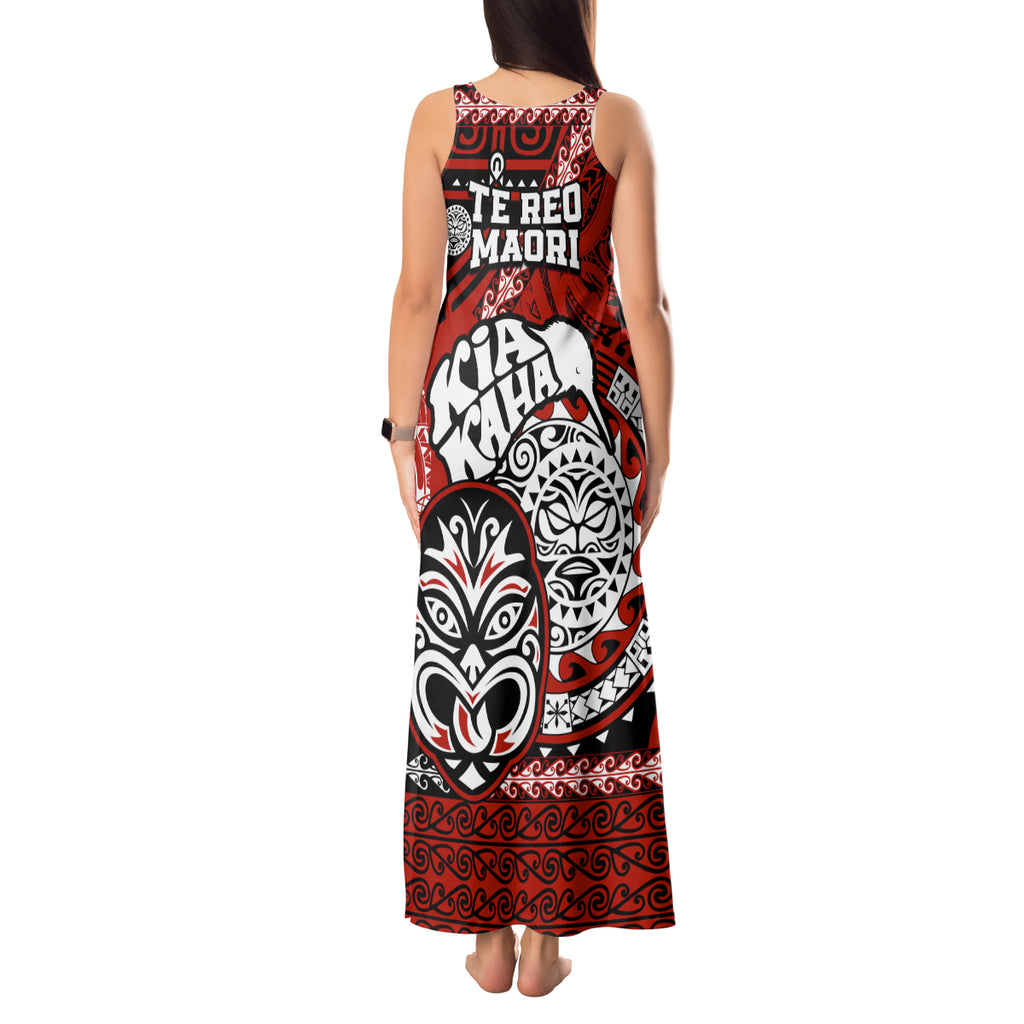 Te Reo Maori New Zealand Tank Maxi Dress Aotearoa Kia Haka Maori Tribal Tattoo Red Style LT9