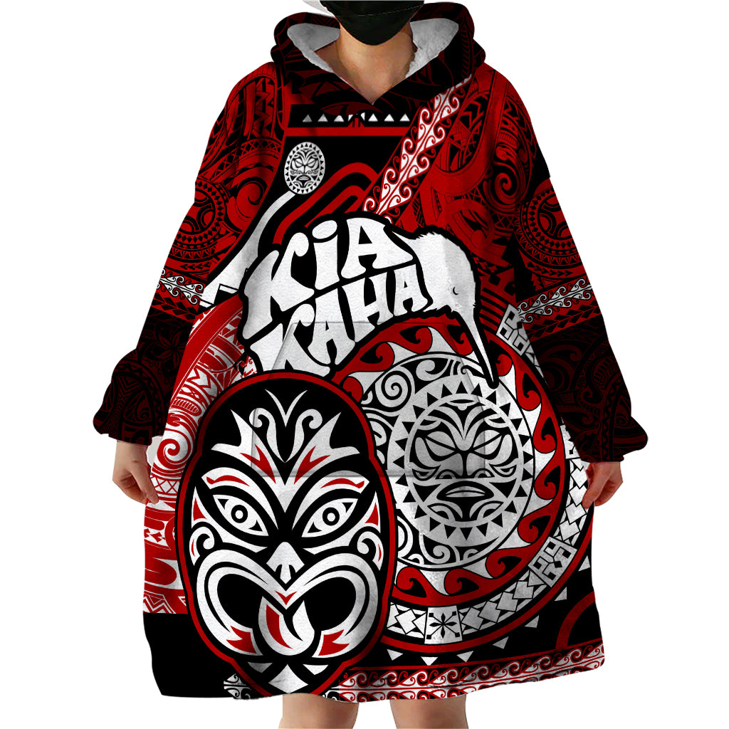 Te Reo Maori New Zealand Wearable Blanket Hoodie Aotearoa Kia Haka Maori Tribal Tattoo Red Style LT9