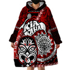 Te Reo Maori New Zealand Wearable Blanket Hoodie Aotearoa Kia Haka Maori Tribal Tattoo Red Style LT9