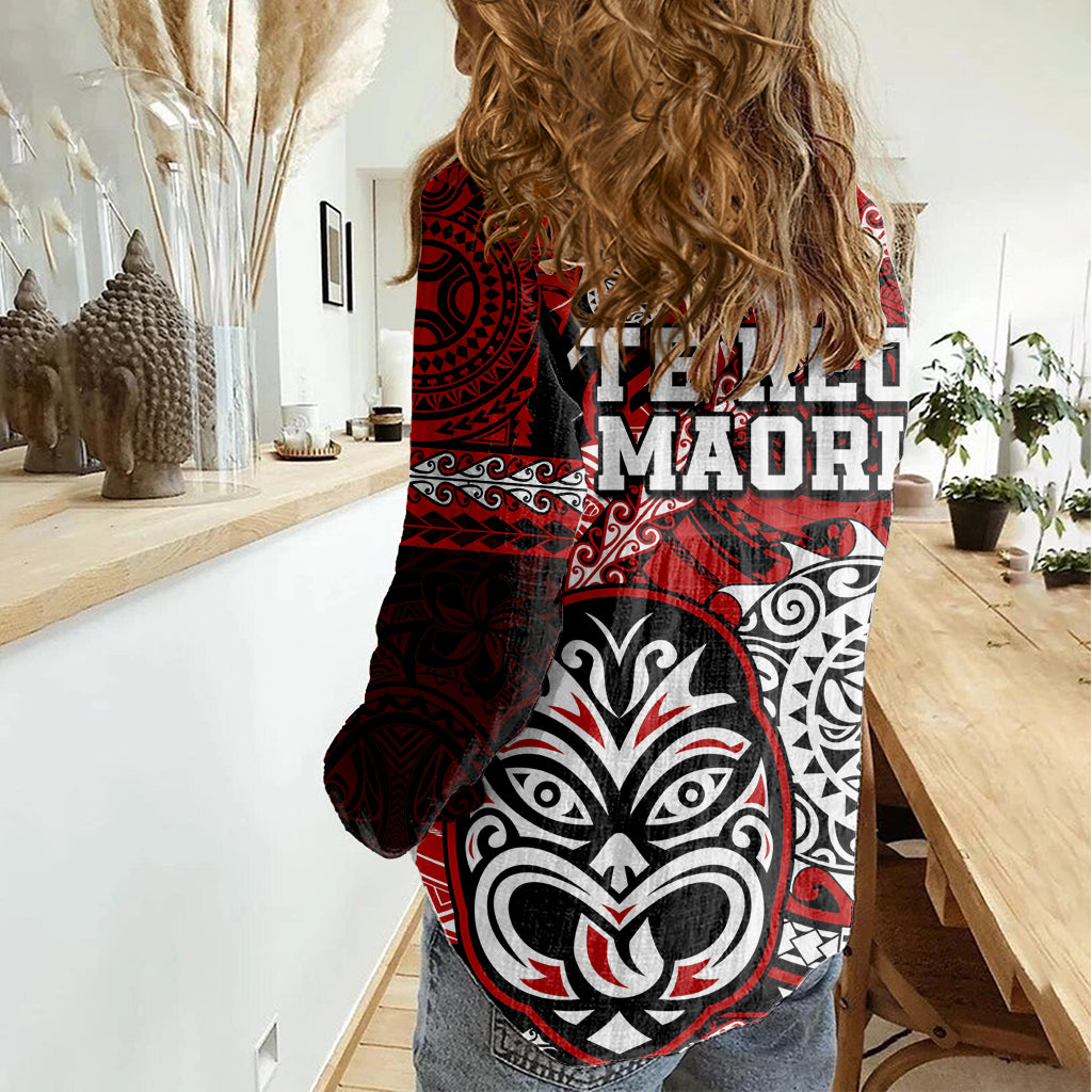 Te Reo Maori New Zealand Women Casual Shirt Aotearoa Kia Haka Maori Tribal Tattoo Red Style LT9