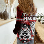 Te Reo Maori New Zealand Women Casual Shirt Aotearoa Kia Haka Maori Tribal Tattoo Red Style LT9
