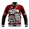 Personalised Te Reo Maori New Zealand Baseball Jacket Aotearoa Kia Haka Maori Tribal Tattoo Red Style LT9
