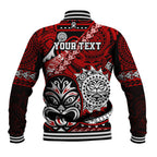 Personalised Te Reo Maori New Zealand Baseball Jacket Aotearoa Kia Haka Maori Tribal Tattoo Red Style LT9