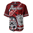 Personalised Te Reo Maori New Zealand Baseball Jersey Aotearoa Kia Haka Maori Tribal Tattoo Red Style LT9