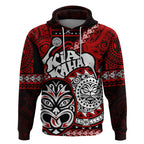Personalised Te Reo Maori New Zealand Hoodie Aotearoa Kia Haka Maori Tribal Tattoo Red Style LT9