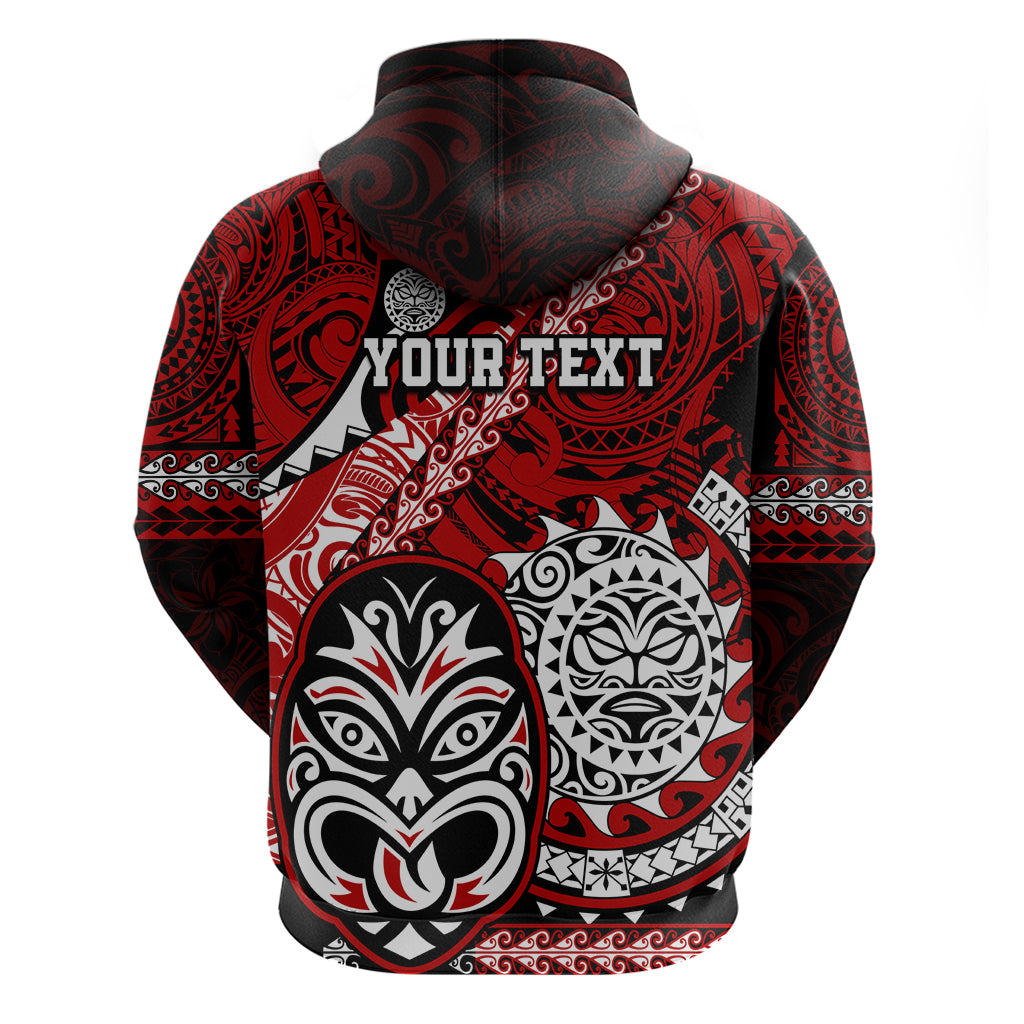 Personalised Te Reo Maori New Zealand Hoodie Aotearoa Kia Haka Maori Tribal Tattoo Red Style LT9