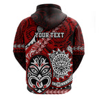 Personalised Te Reo Maori New Zealand Hoodie Aotearoa Kia Haka Maori Tribal Tattoo Red Style LT9