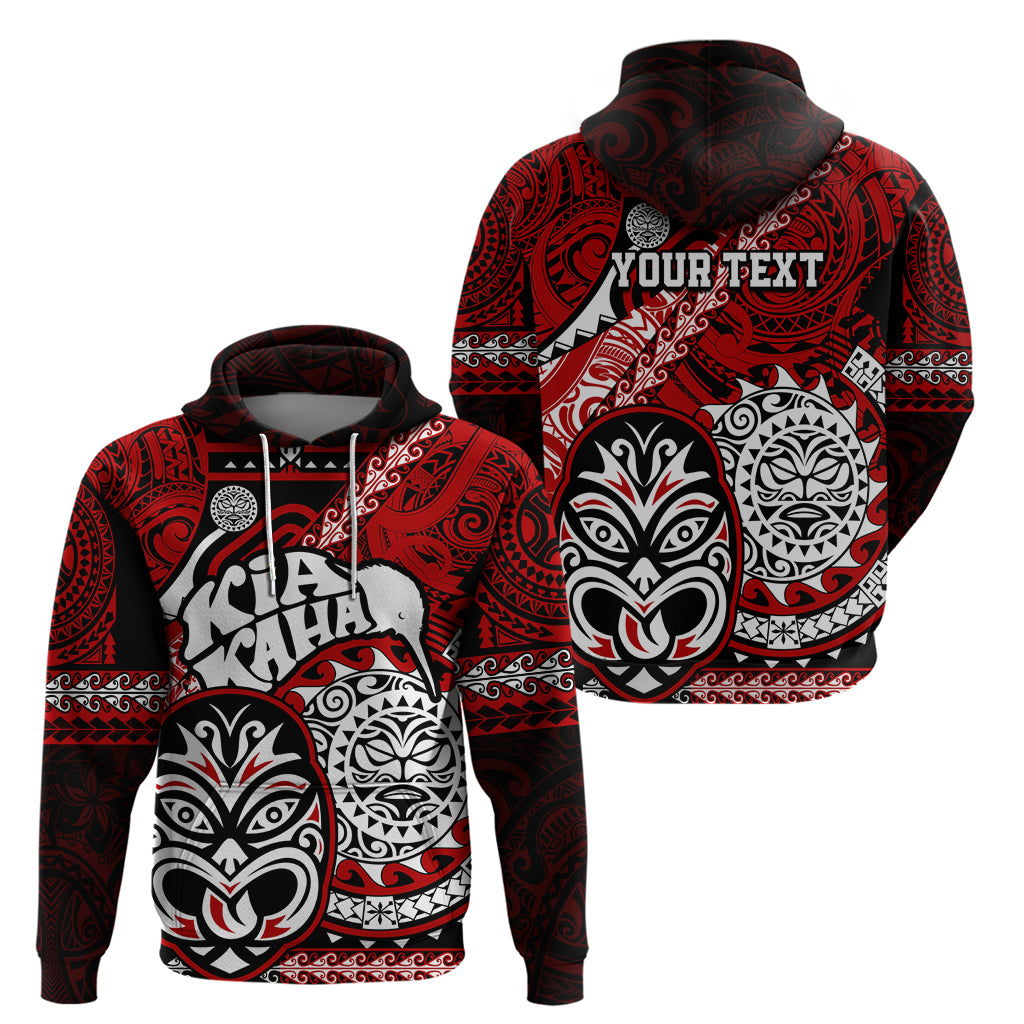 Personalised Te Reo Maori New Zealand Hoodie Aotearoa Kia Haka Maori Tribal Tattoo Red Style LT9
