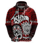 Personalised Te Reo Maori New Zealand Hoodie Aotearoa Kia Haka Maori Tribal Tattoo Red Style LT9