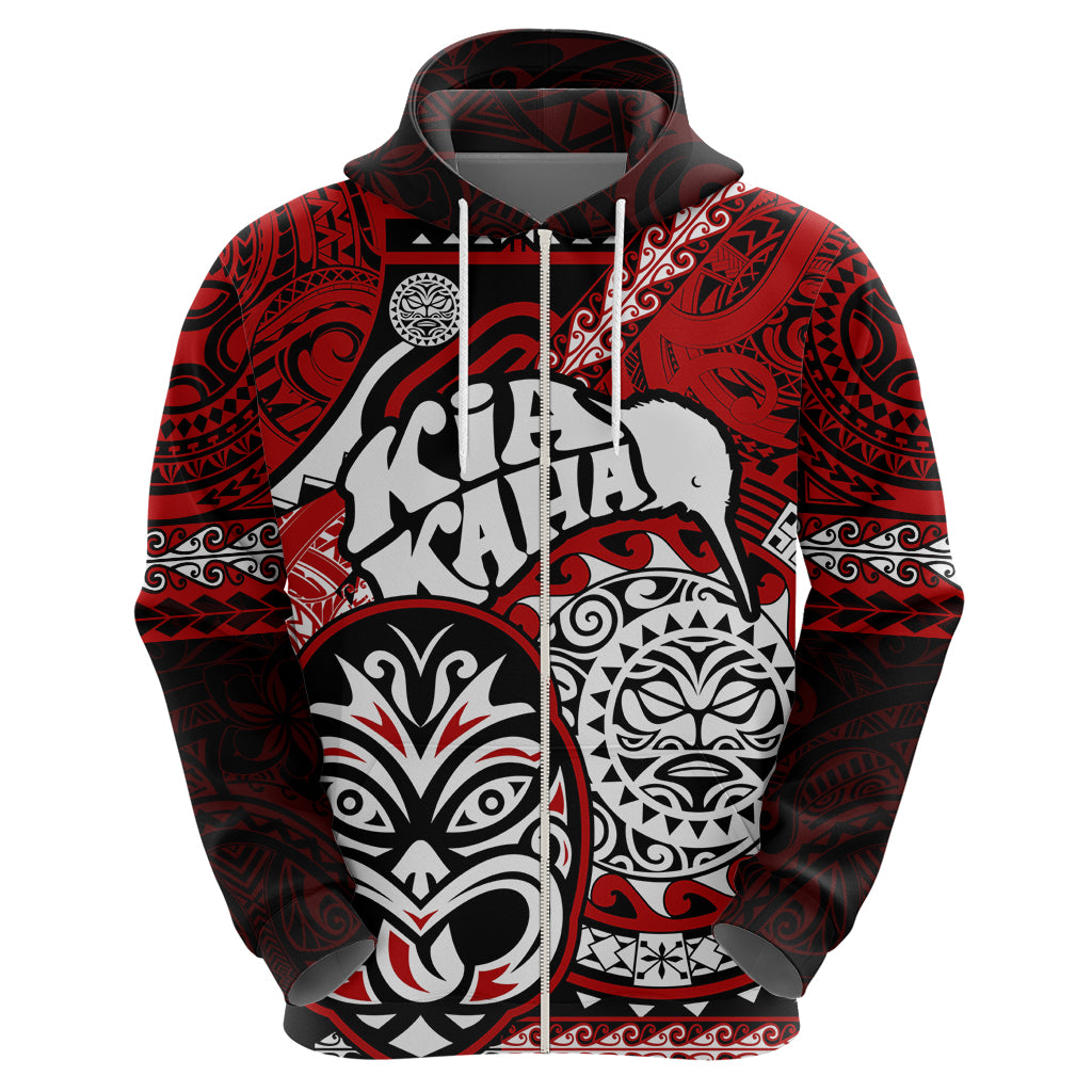 Personalised Te Reo Maori New Zealand Hoodie Aotearoa Kia Haka Maori Tribal Tattoo Red Style LT9