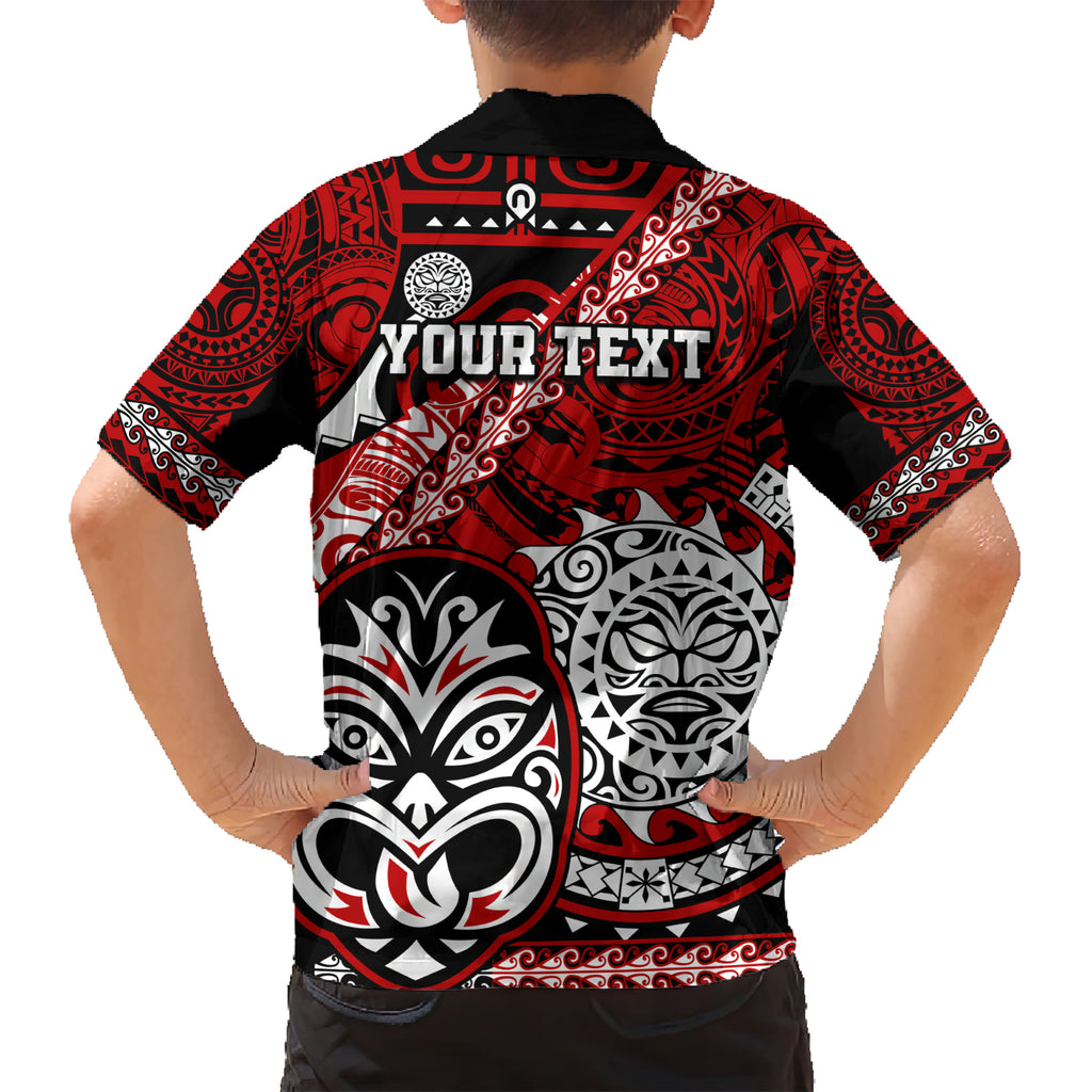 Personalised Te Reo Maori New Zealand Kid Hawaiian Shirt Aotearoa Kia Haka Maori Tribal Tattoo Red Style LT9