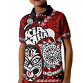 Personalised Te Reo Maori New Zealand Kid Polo Shirt Aotearoa Kia Haka Maori Tribal Tattoo Red Style LT9
