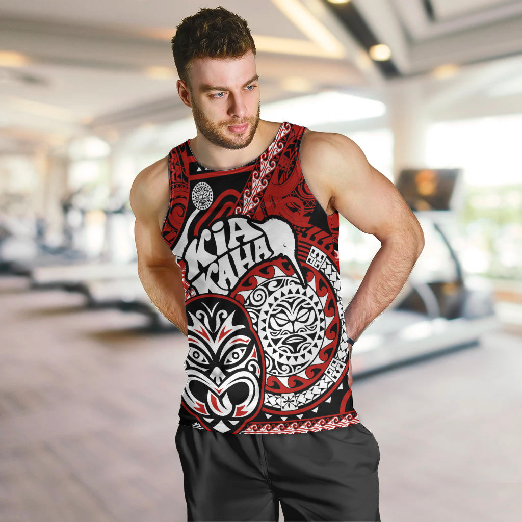 Personalised Te Reo Maori New Zealand Men Tank Top Aotearoa Kia Haka Maori Tribal Tattoo Red Style LT9
