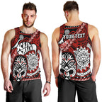 Personalised Te Reo Maori New Zealand Men Tank Top Aotearoa Kia Haka Maori Tribal Tattoo Red Style LT9