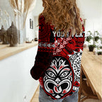 Personalised Te Reo Maori New Zealand Women Casual Shirt Aotearoa Kia Haka Maori Tribal Tattoo Red Style LT9
