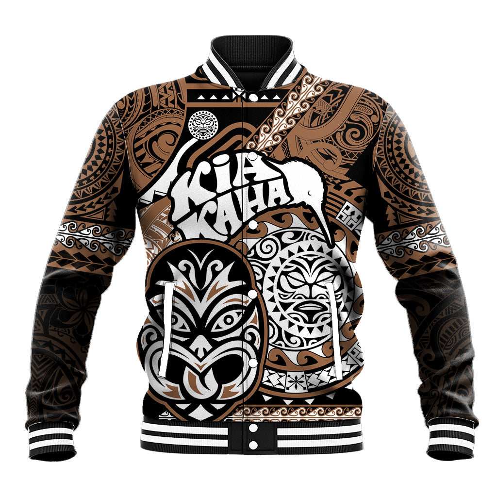 Te Reo Maori New Zealand Baseball Jacket Aotearoa Kia Haka Maori Tribal Tattoo Gold Style LT9