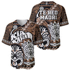 Te Reo Maori New Zealand Baseball Jersey Aotearoa Kia Haka Maori Tribal Tattoo Gold Style LT9