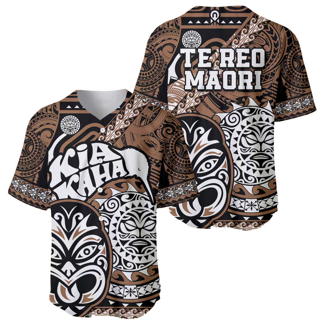 Te Reo Maori New Zealand Baseball Jersey Aotearoa Kia Haka Maori Tribal Tattoo Gold Style LT9