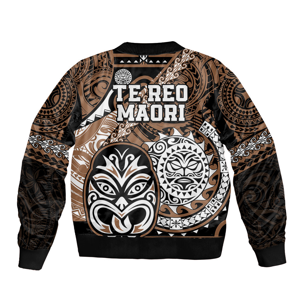 Te Reo Maori New Zealand Bomber Jacket Aotearoa Kia Haka Maori Tribal Tattoo Gold Style LT9
