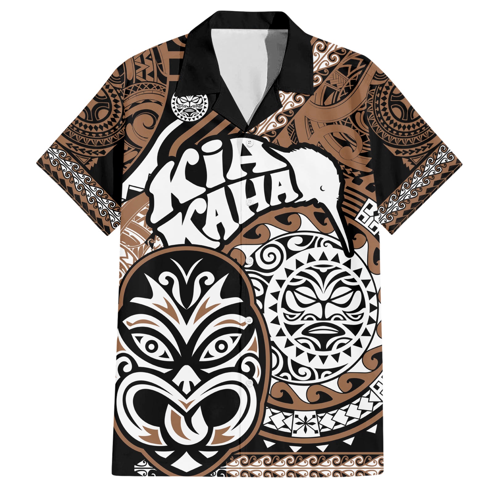 Te Reo Maori New Zealand Hawaiian Shirt Aotearoa Kia Haka Maori Tribal Tattoo Gold Style LT9