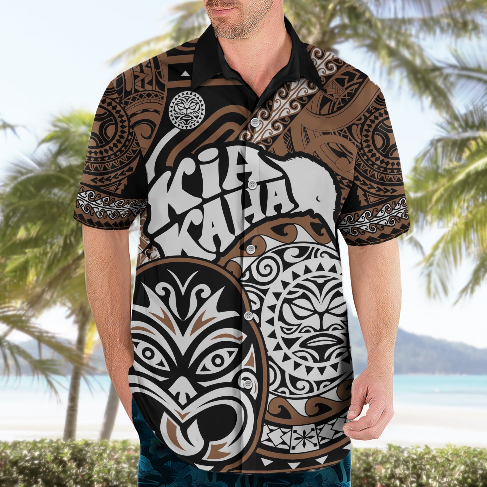 Te Reo Maori New Zealand Hawaiian Shirt Aotearoa Kia Haka Maori Tribal Tattoo Gold Style LT9