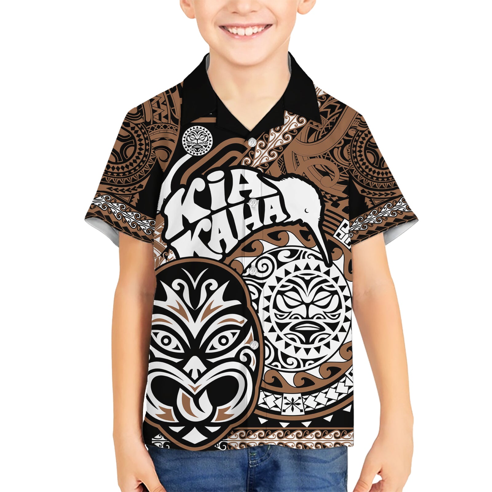 Te Reo Maori New Zealand Hawaiian Shirt Aotearoa Kia Haka Maori Tribal Tattoo Gold Style LT9