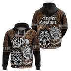 Te Reo Maori New Zealand Hoodie Aotearoa Kia Haka Maori Tribal Tattoo Gold Style LT9