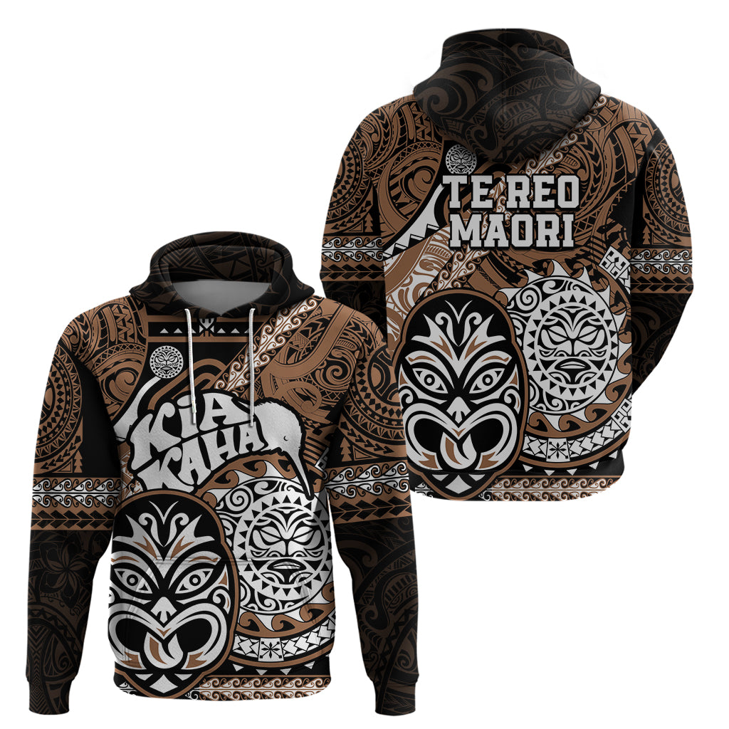 Te Reo Maori New Zealand Hoodie Aotearoa Kia Haka Maori Tribal Tattoo Gold Style LT9