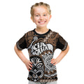 Te Reo Maori New Zealand Kid T Shirt Aotearoa Kia Haka Maori Tribal Tattoo Gold Style LT9