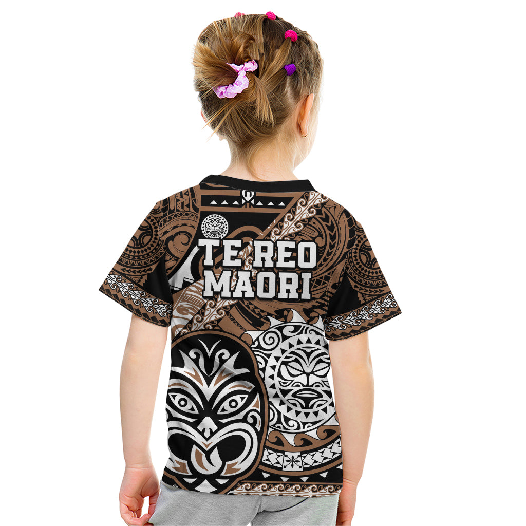 Te Reo Maori New Zealand Kid T Shirt Aotearoa Kia Haka Maori Tribal Tattoo Gold Style LT9
