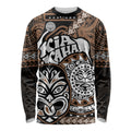 Te Reo Maori New Zealand Long Sleeve Shirt Aotearoa Kia Haka Maori Tribal Tattoo Gold Style LT9