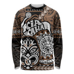 Te Reo Maori New Zealand Long Sleeve Shirt Aotearoa Kia Haka Maori Tribal Tattoo Gold Style LT9