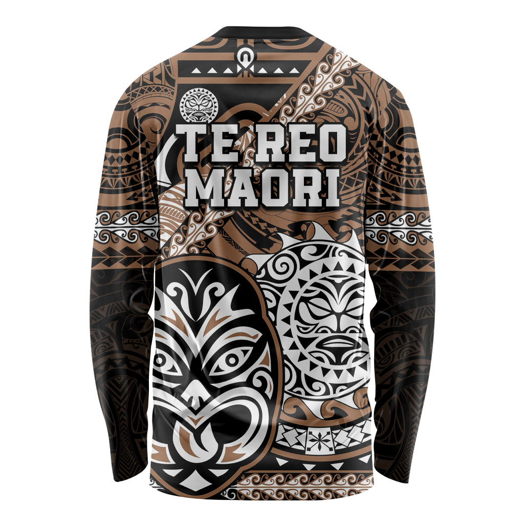 Te Reo Maori New Zealand Long Sleeve Shirt Aotearoa Kia Haka Maori Tribal Tattoo Gold Style LT9